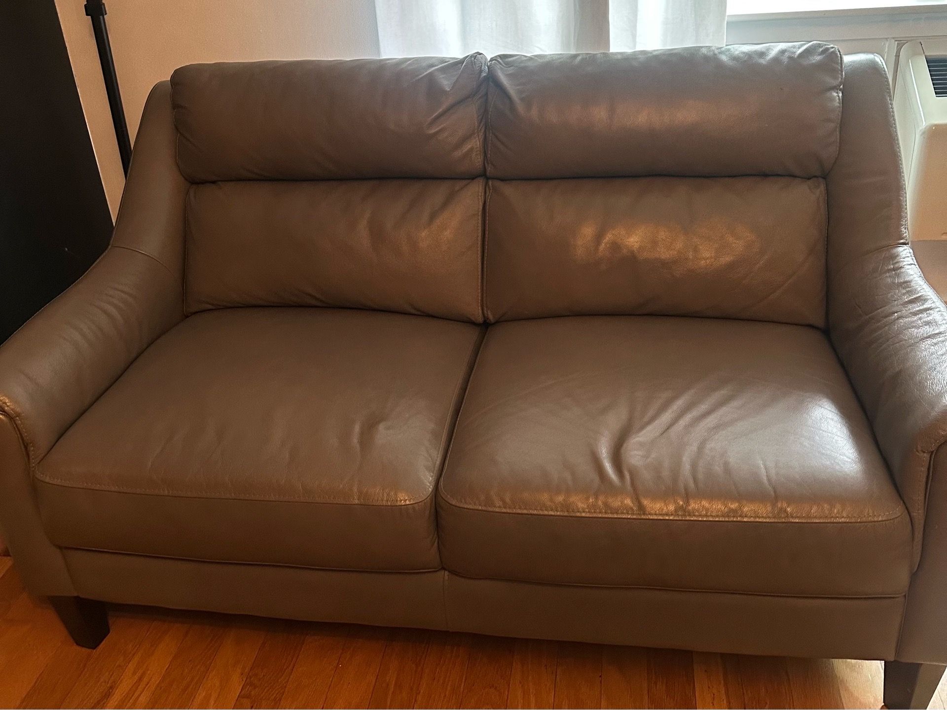 Grey real leather 2 piece sofa - photo 2
