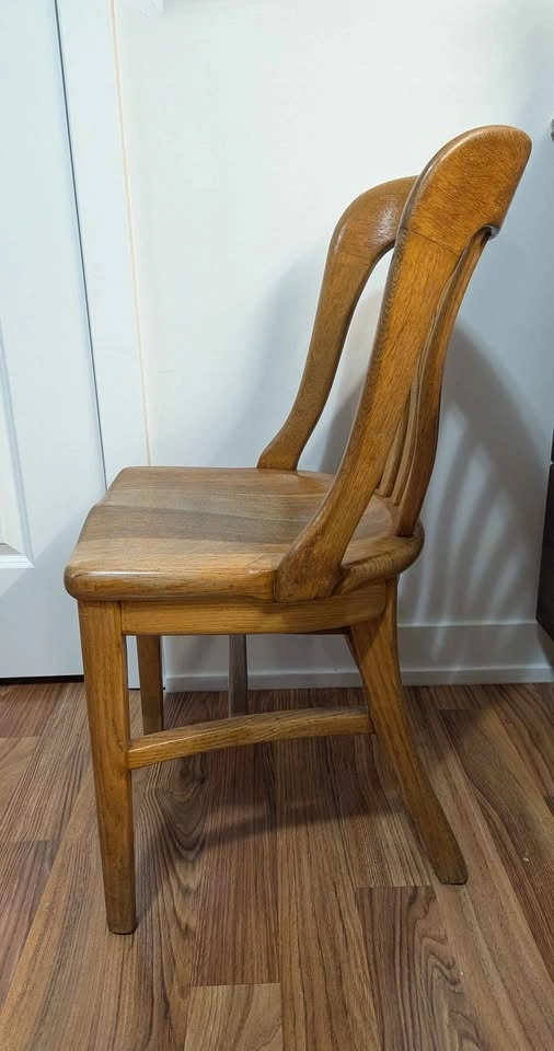 H. Krug Vintage Oak Bankers Slat Back Chair - photo 4