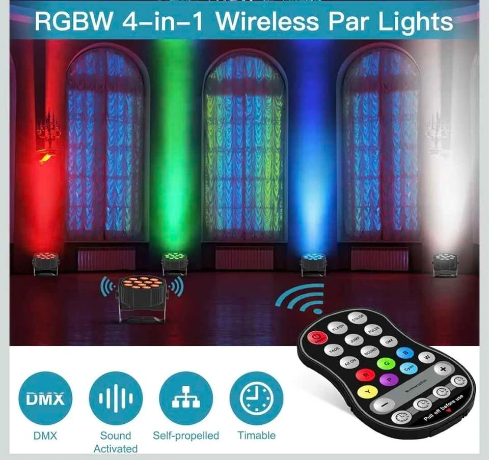 Rechargeable RGBW 4-in-1 LED Uplights Battery Powered DJ Lights - photo 3