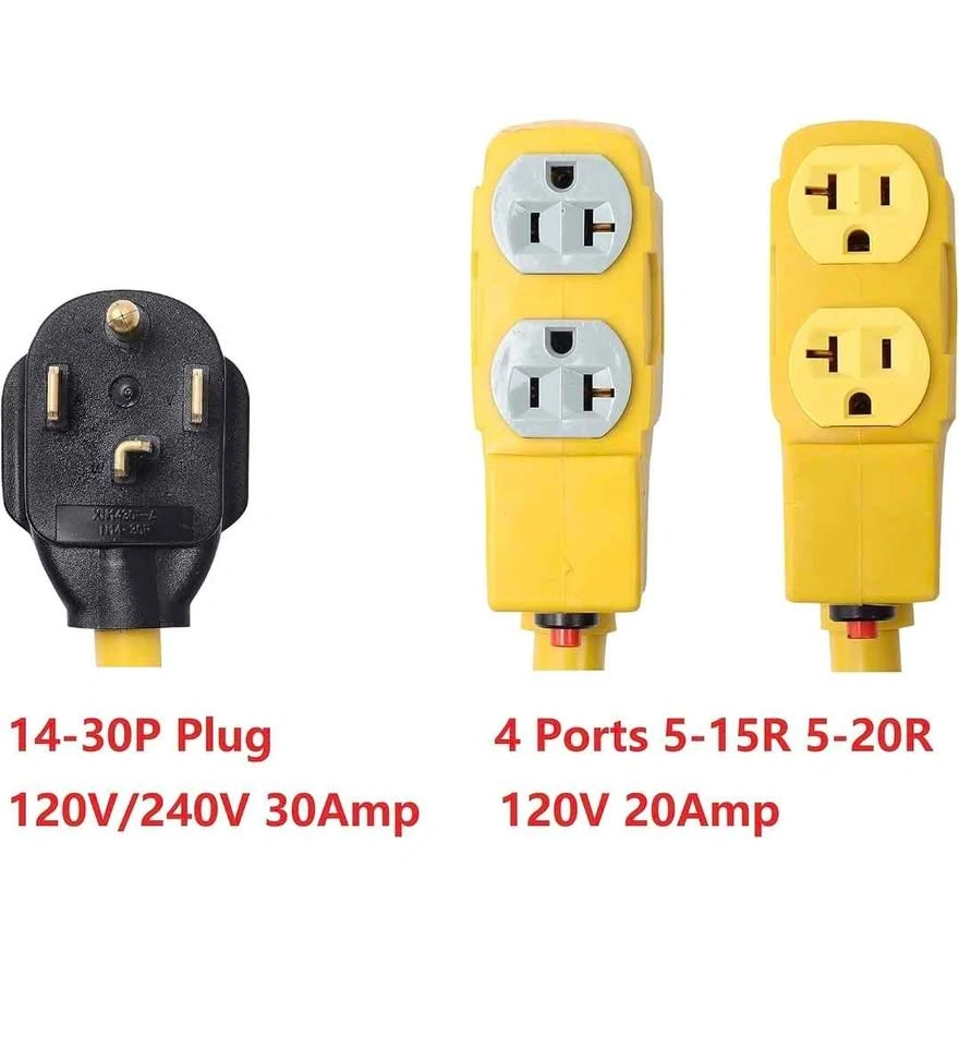 14-30P to 4-Outlet 5-15R/5-20R 1.5ft 10AWG Power Adapter - photo 2