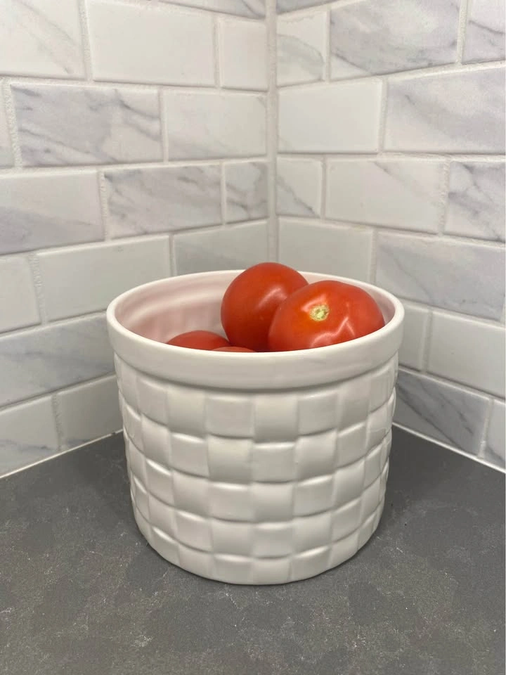 White Ceramic Basket Weave Bowl - photo 3