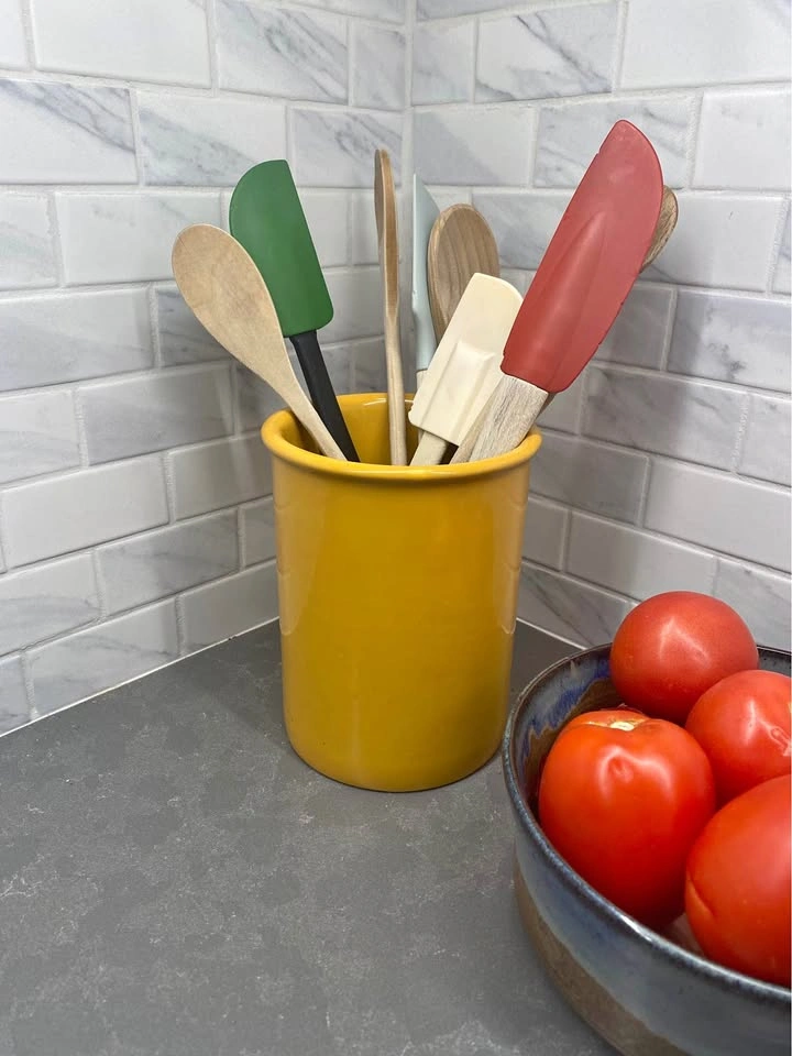 Yellow Ceramic Kitchen Utensil Holder