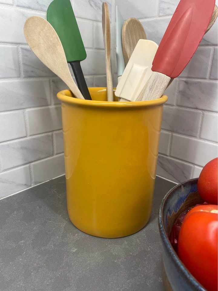 Yellow Ceramic Kitchen Utensil Holder - photo 2