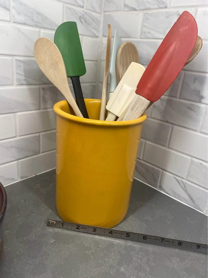 Yellow Ceramic Kitchen Utensil Holder - photo 4