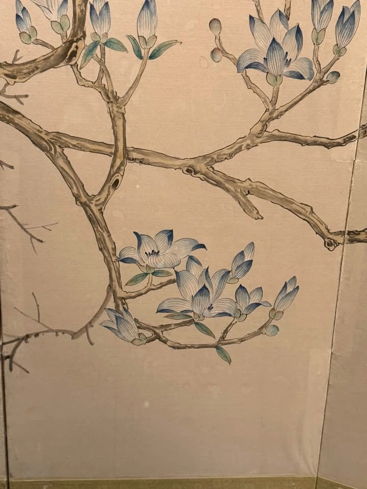 Large four-panel hand-painted Asian silk screen - photo 3