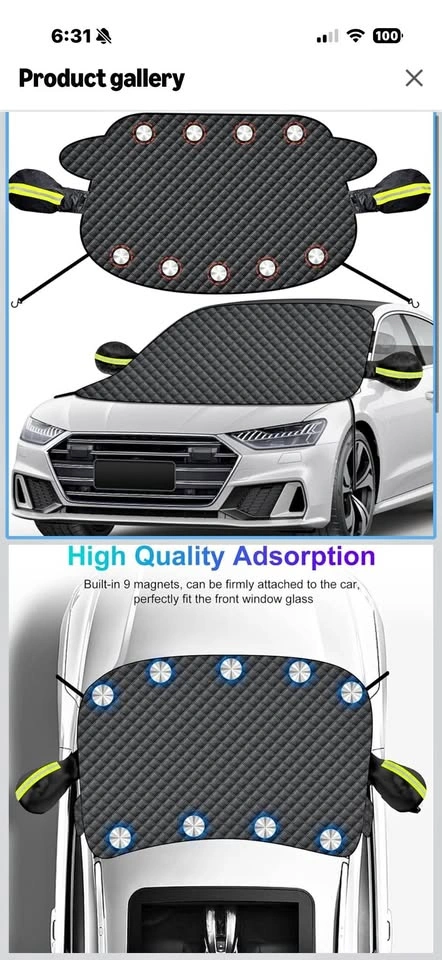 Magnetic Windshield Snow and Sun Cover - standard size