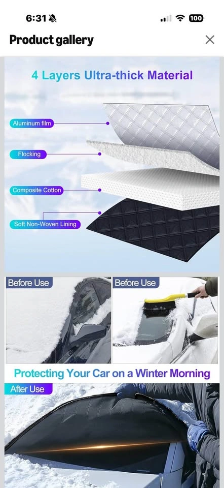 Magnetic Windshield Snow and Sun Cover - standard size - photo 2