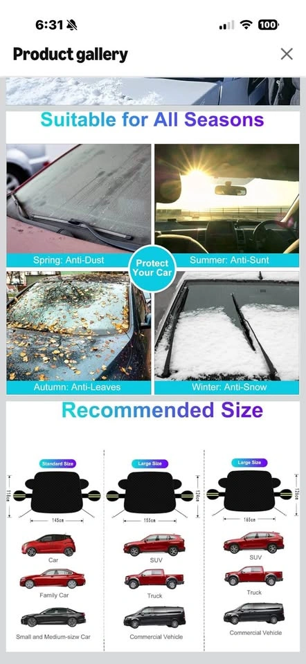Magnetic Windshield Snow and Sun Cover - standard size - photo 3