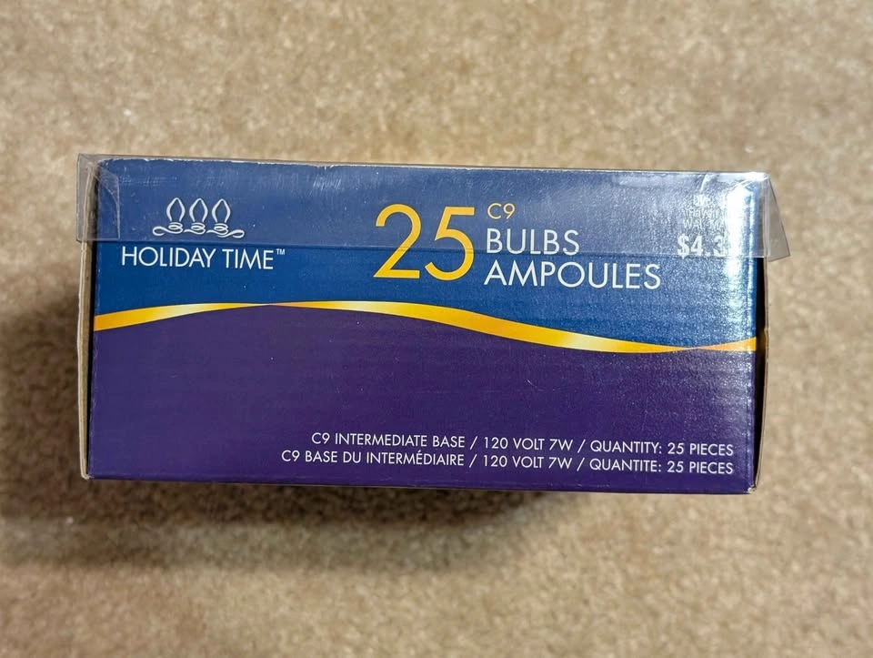 Unopened Holiday Time C9 Multi-Color Replacement Bulbs, 25 Count - photo 2