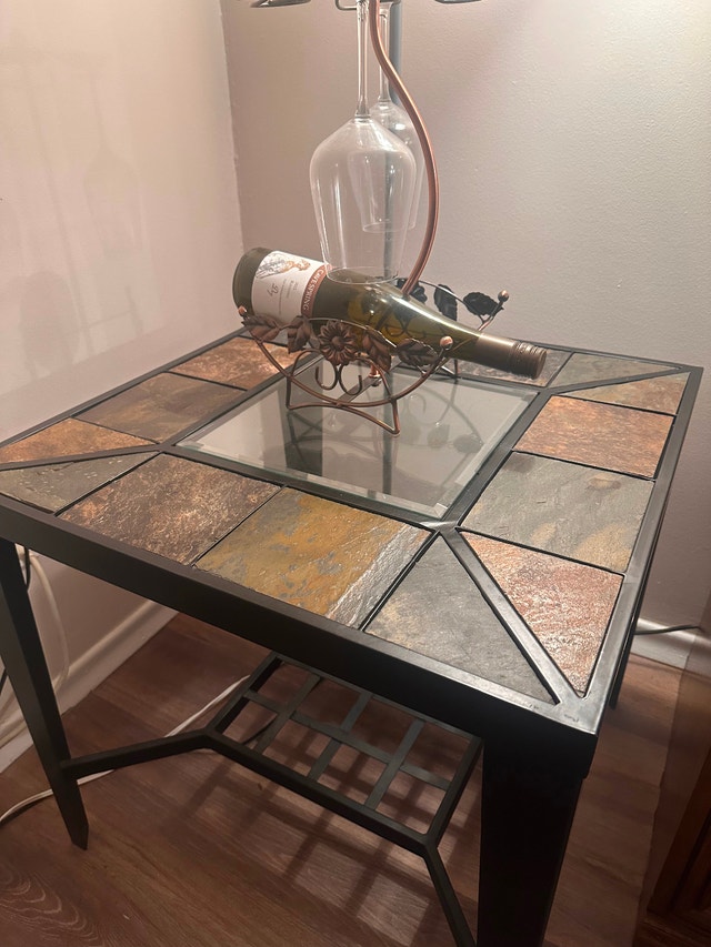 Side table / corner table with tile and glass on top - photo 3