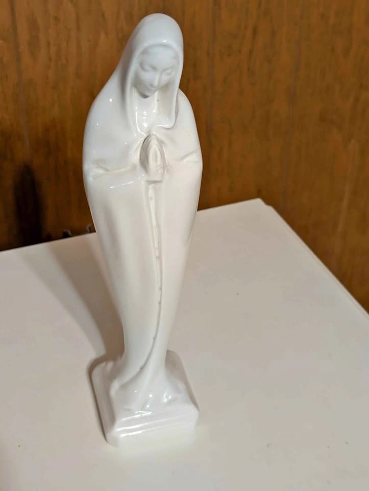 Vintage White Ceramic Madonna Figurine