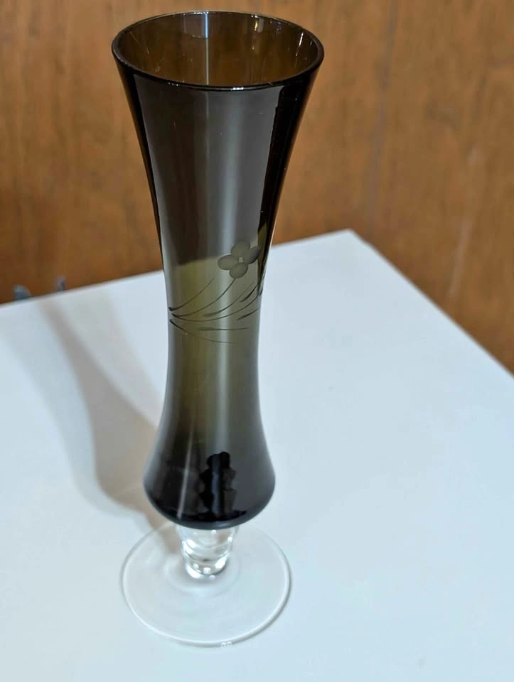 Vintage Smoke Glass Bud Vase