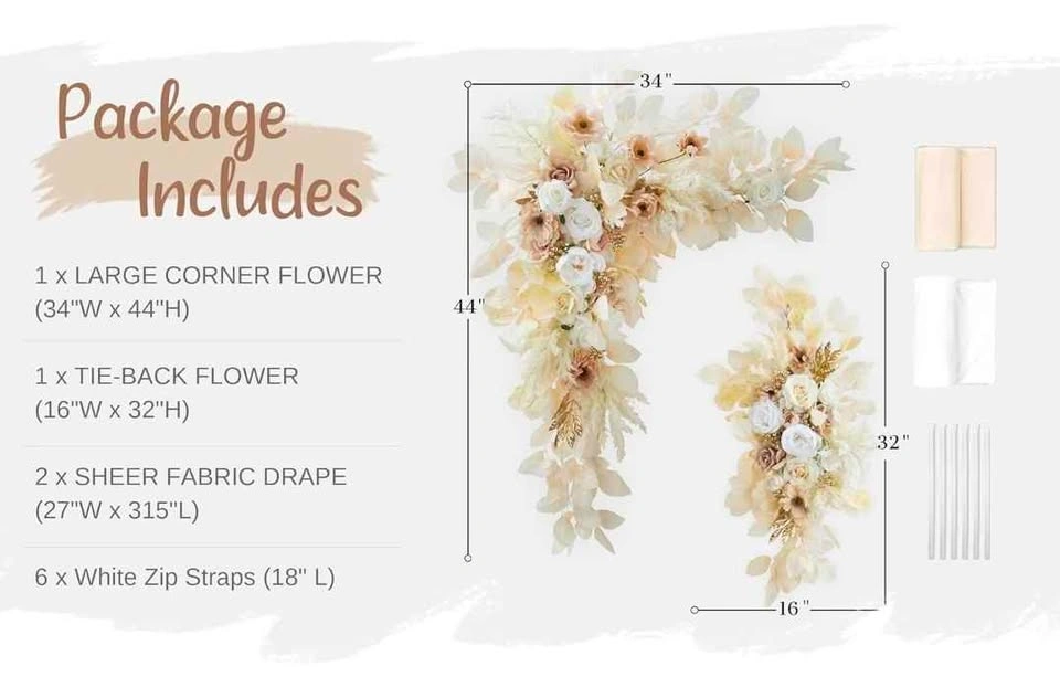 Wedding Arch Flowers with Drapes Kit (Pack of 4) - photo 5