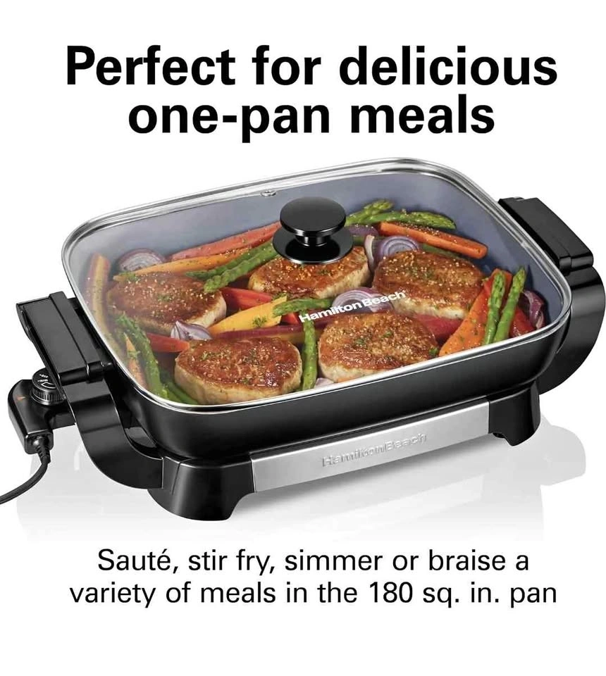 Hamilton Beach Electric Skillet with PFAS-Free Durathon Coating