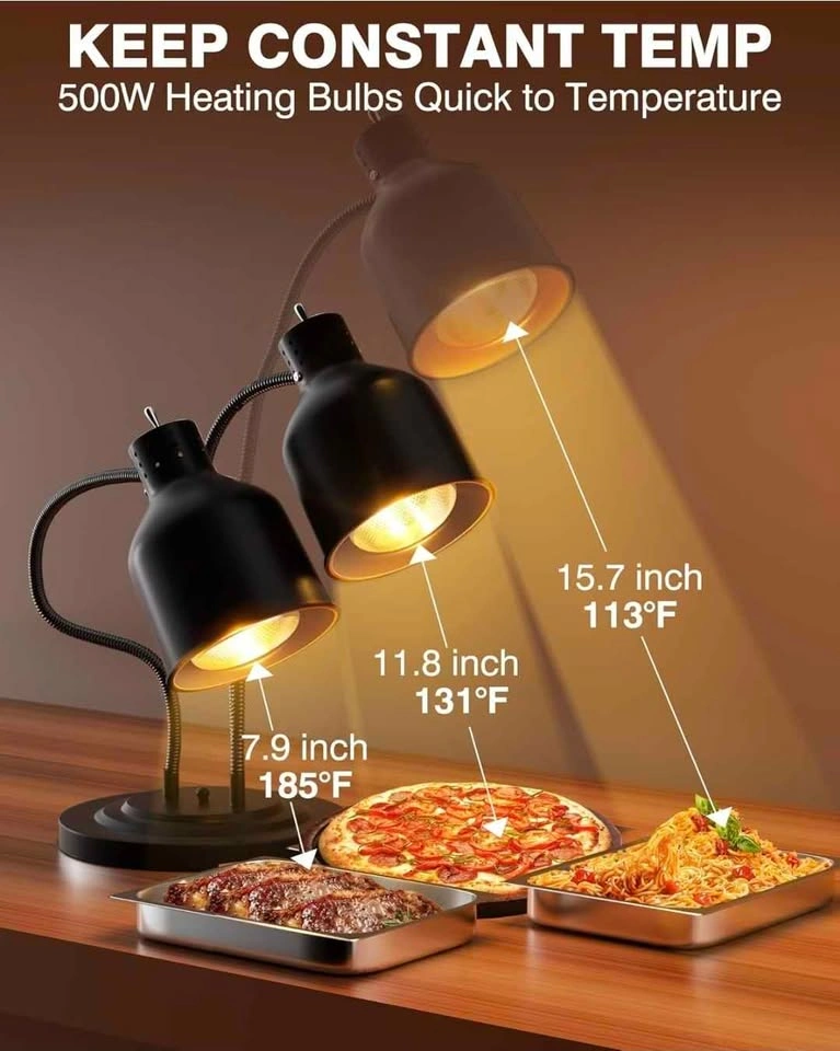 500W Dual Head Commercial Food Heat Lamp - photo 4