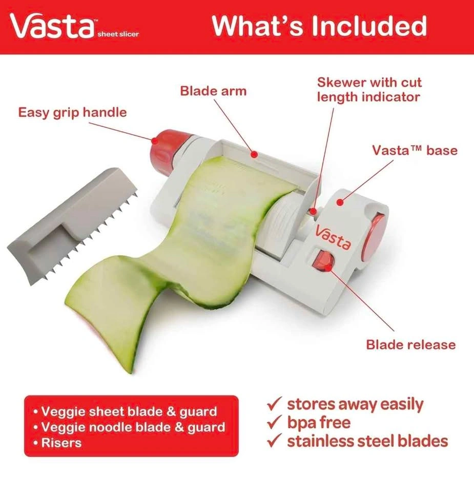 Vasta Sheet Slicer - Veggie & Fruit Slicer w/ Fettuccine Blade - photo 5