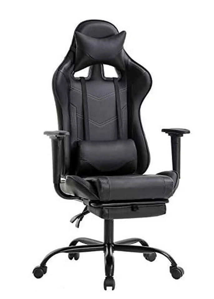 Black Gaming Chair with Footrest - photo 2
