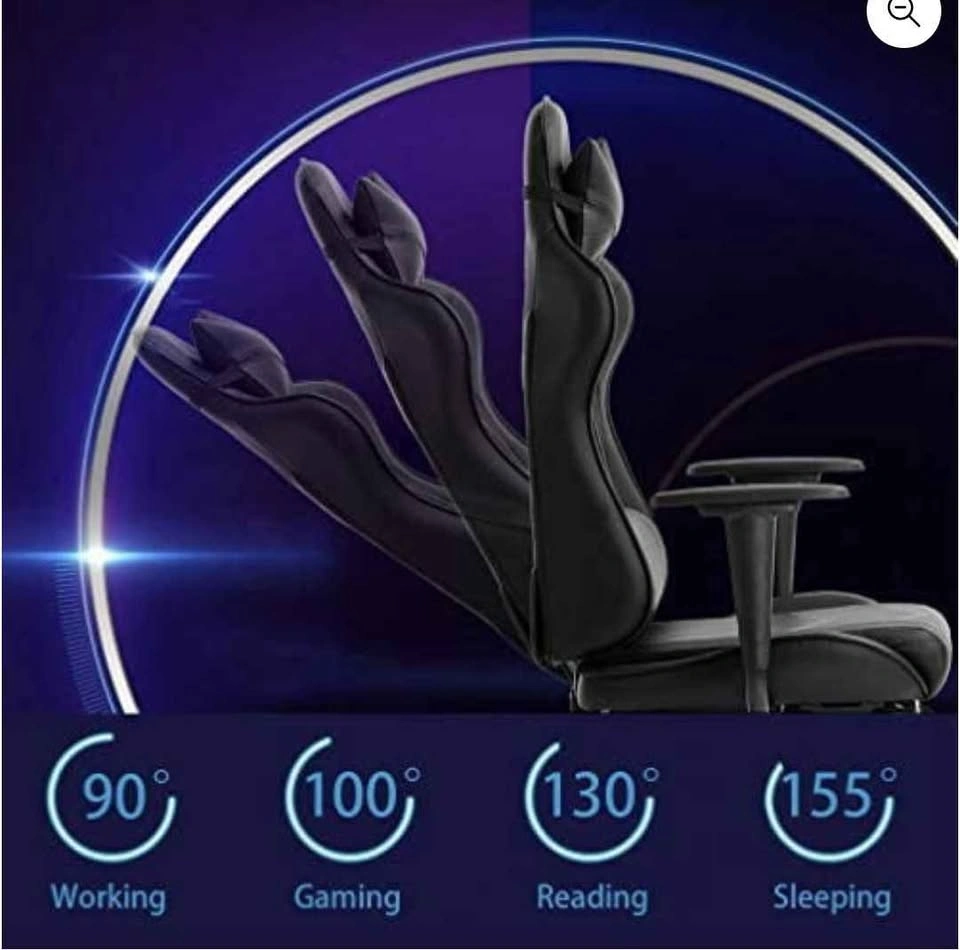 Black Gaming Chair with Footrest - photo 3