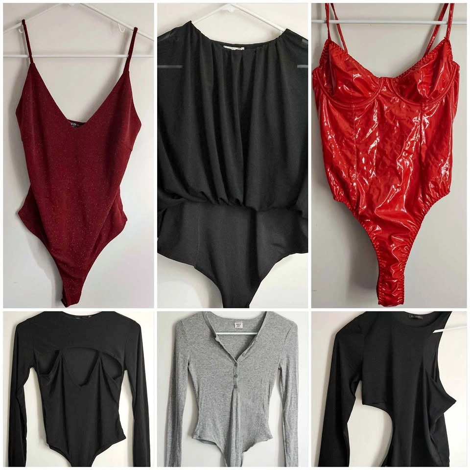 Bodysuits x6 Lot – Sunday Best, PLT, FashionNova, H&M – XS/S/M