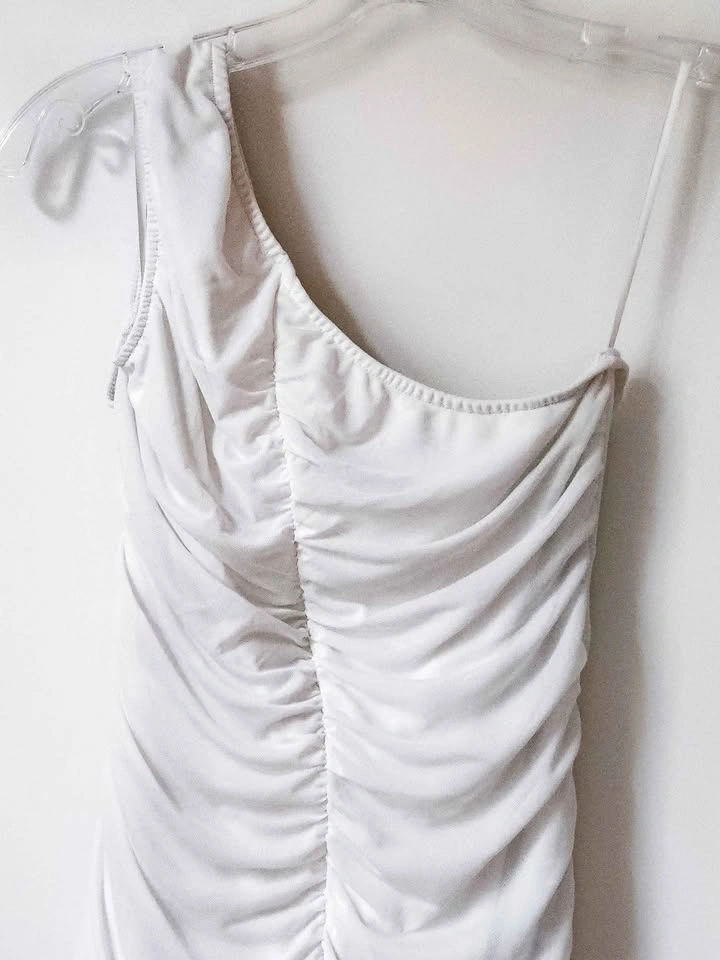 Princess Polly Jocasta Ruched White Mini Dress – Size Medium - photo 3