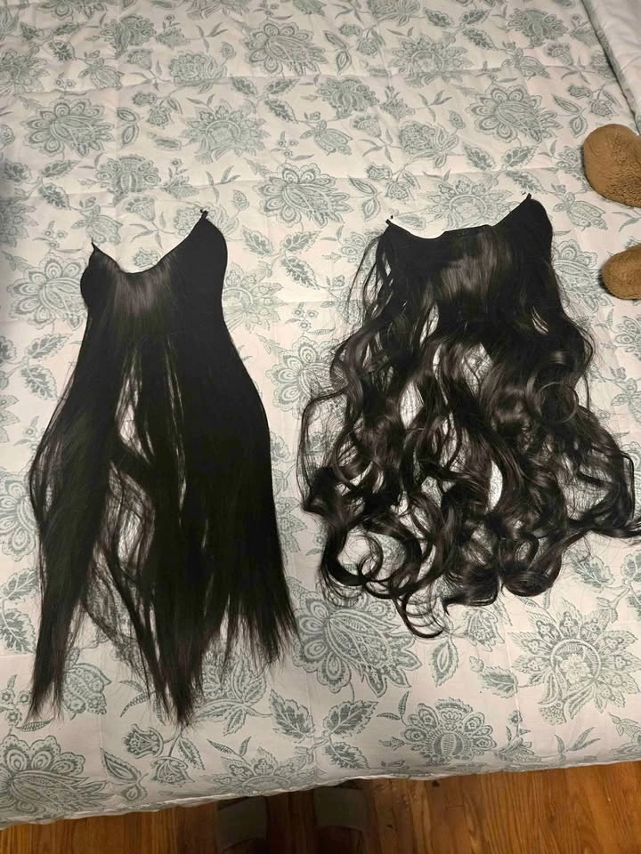 Black Halo Hair Extensions - Straight and Wavy Set