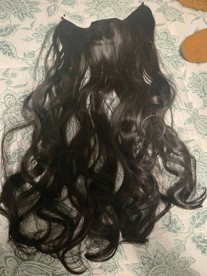 Black Halo Hair Extensions - Straight and Wavy Set - photo 2
