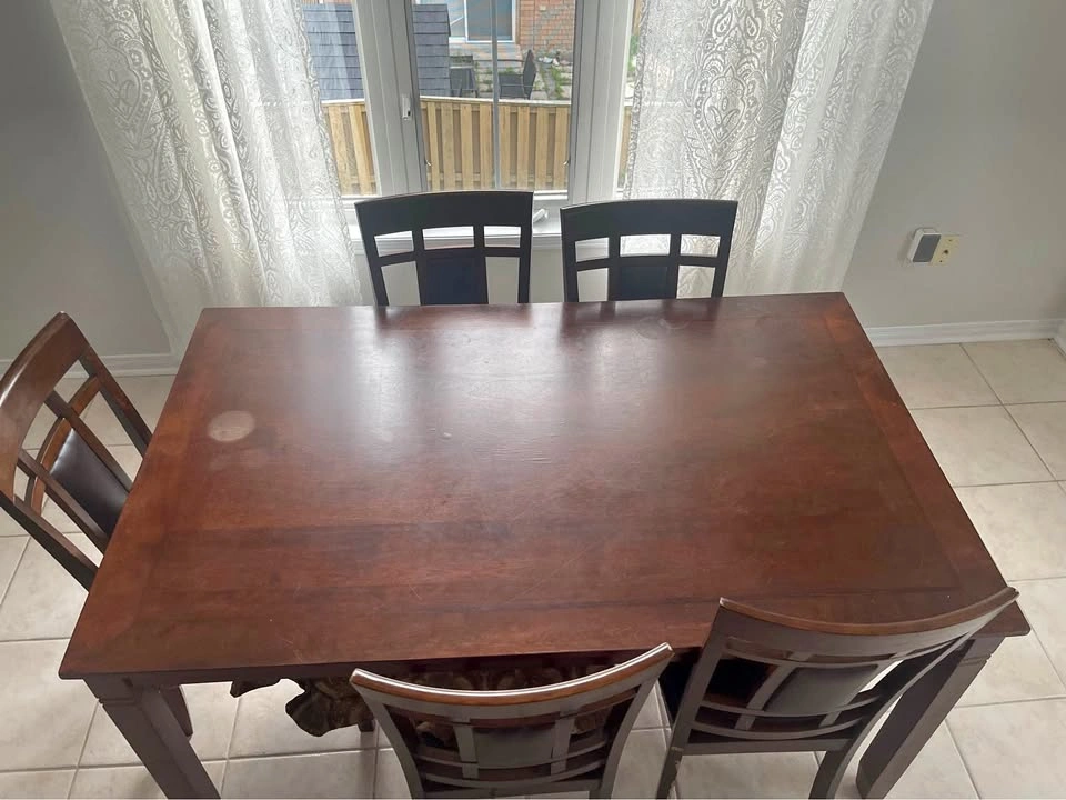 Wooden Dining Table with 5 Chairs
