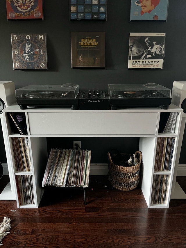 DJ Workstation with Record Storage