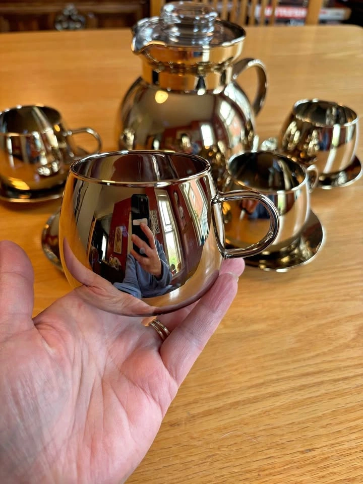 Vintage Double Wall Insulated Metallic Golden Beverage Set