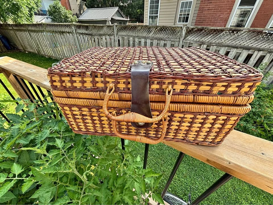 Wicker Picnic Basket with Floral Lining