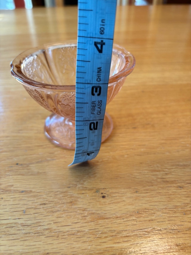 VTG Jeannette Cherry Blossom Pink Depression Glass Sherbet Dish - photo 5