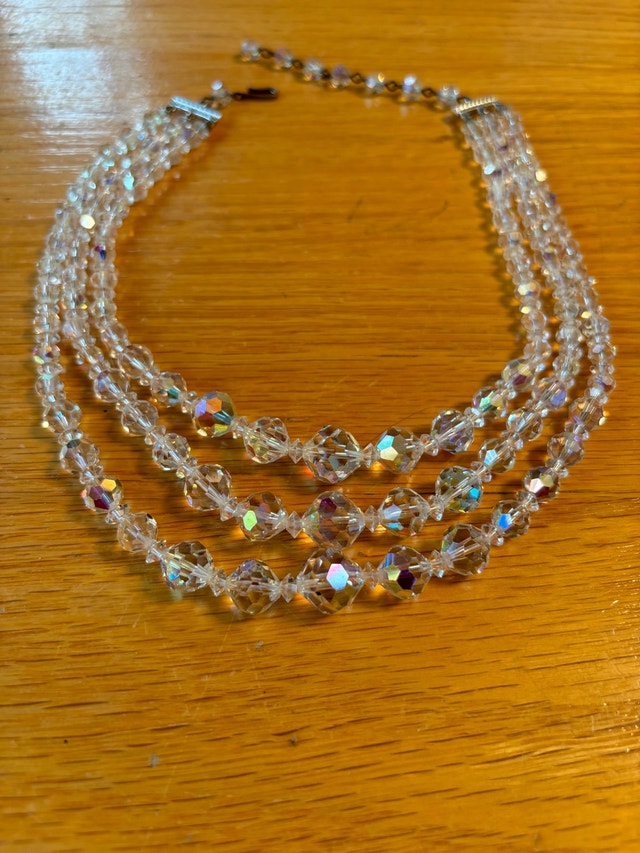Vintage Aurora Borealis Triple Strand Necklace - photo 2