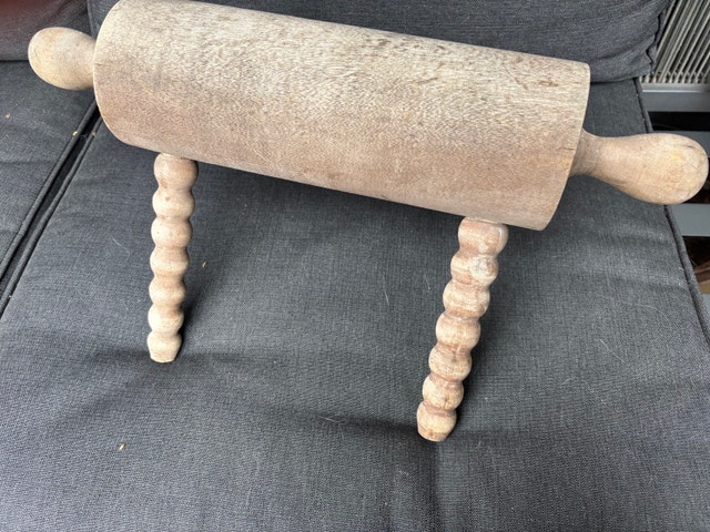 Vintage Hand-Carved Wood Footstool