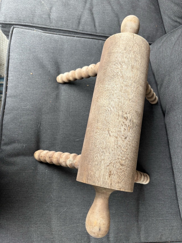 Vintage Hand-Carved Wood Footstool - photo 2