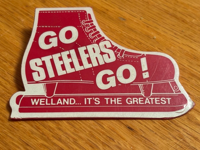 Vintage Welland Steelers Skate-Shaped Pin