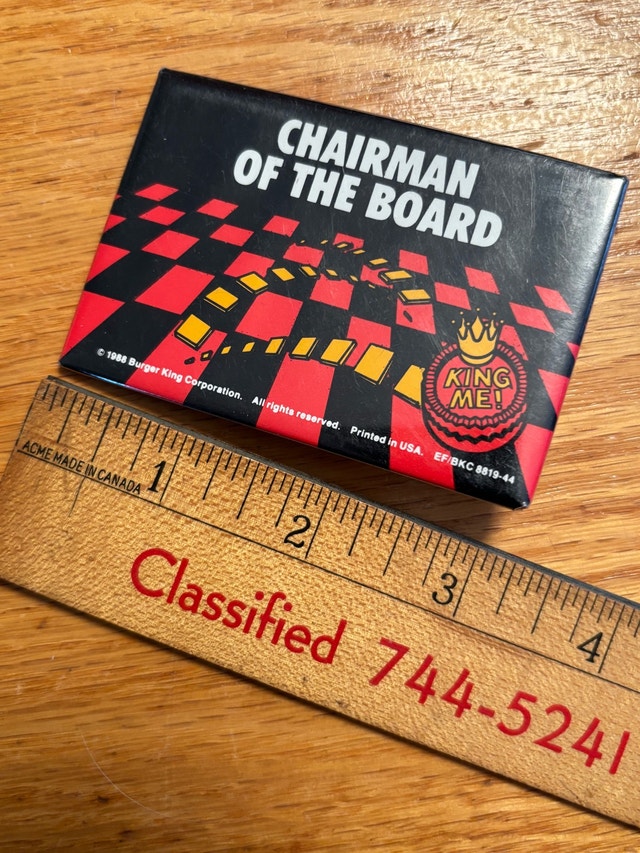 1988 Burger King Chairman of the Board Pin Back Button - photo 4
