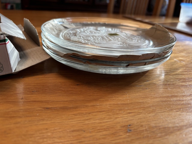 NEW 4 Arcoroc Welcome Home Glass Christmas Dessert Plates - photo 3