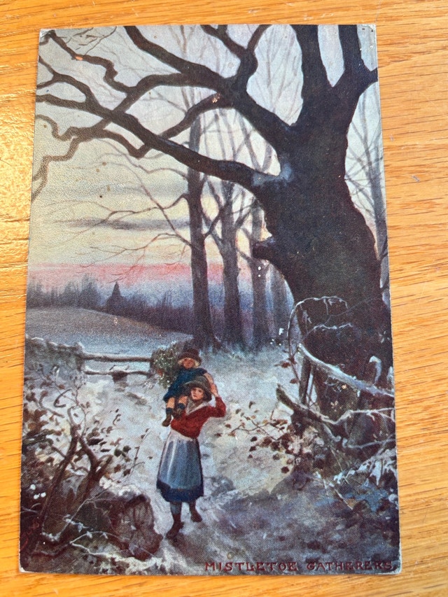 Vintage Postcard “Mistletoe Gatherers”