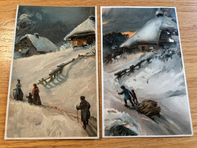 Pair of Vintage Christmas Postcards