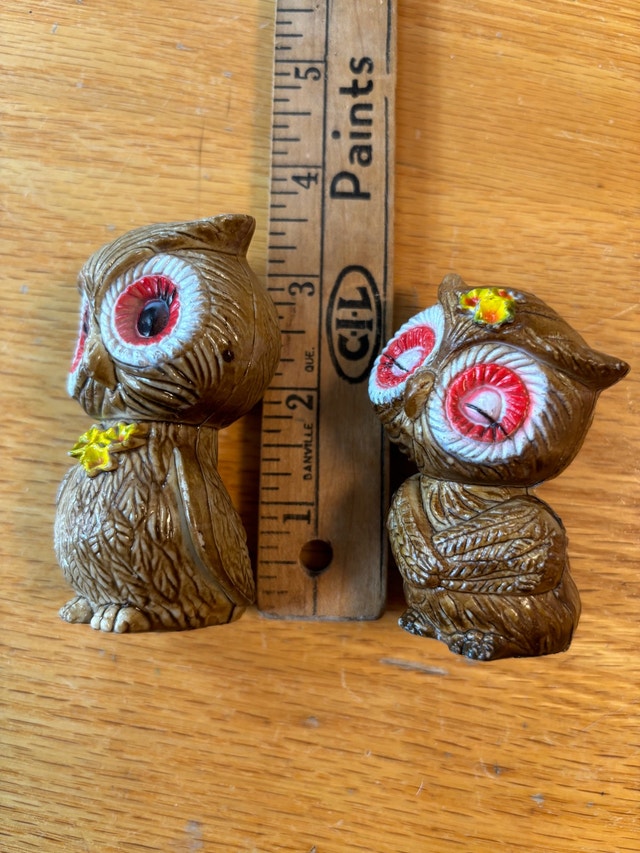 Anthropomorphic Owl Salt and Pepper Shakers Vintage Hong Kong - photo 5