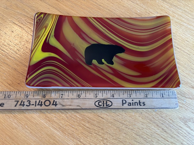 Fabulous Fused Glass Bear Plate 9”x5” - photo 4