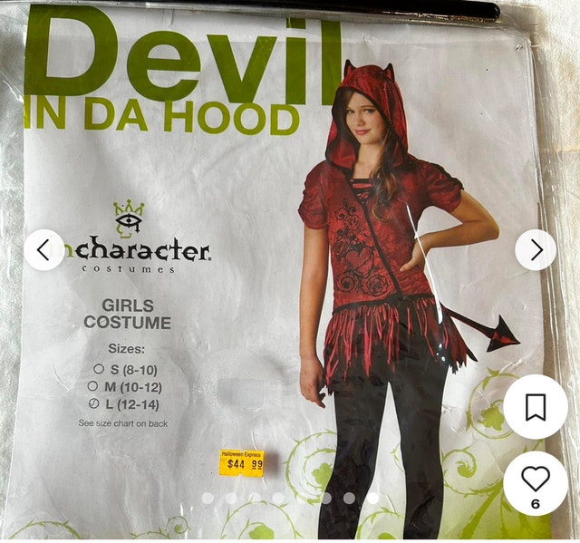Halloween Devil Girl Costume, w pitchfork, built in horns