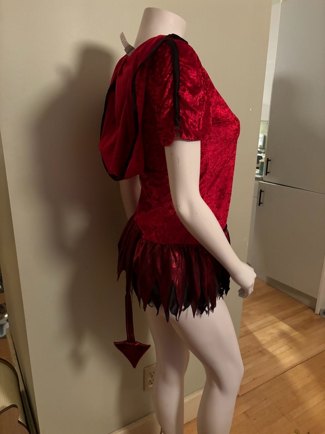 Halloween Devil Girl Costume, w pitchfork, built in horns - photo 4