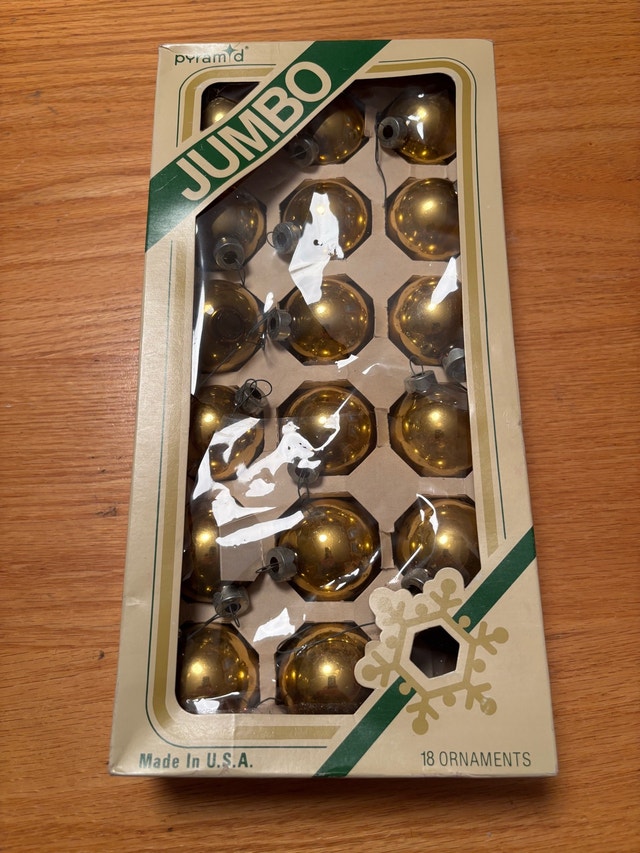 Pyramid Glass Christmas Tree Ornaments - Gold - Set of 17