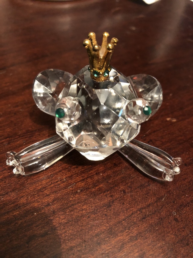 Crystal Prince Frog with Crown Ornament