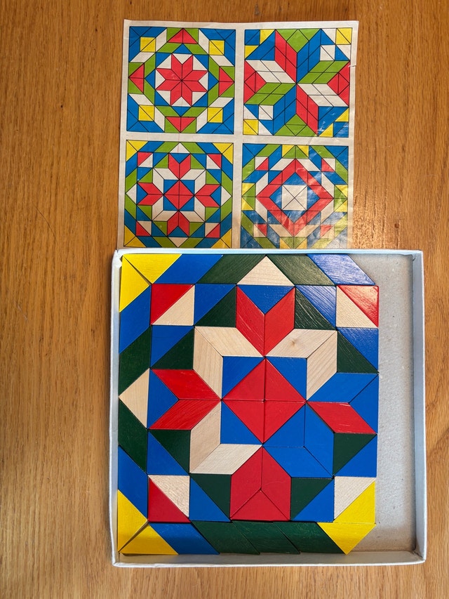 Czech Mosaic Blocks Puzzle Pieces Colorful Wood Vintage (70) - photo 3