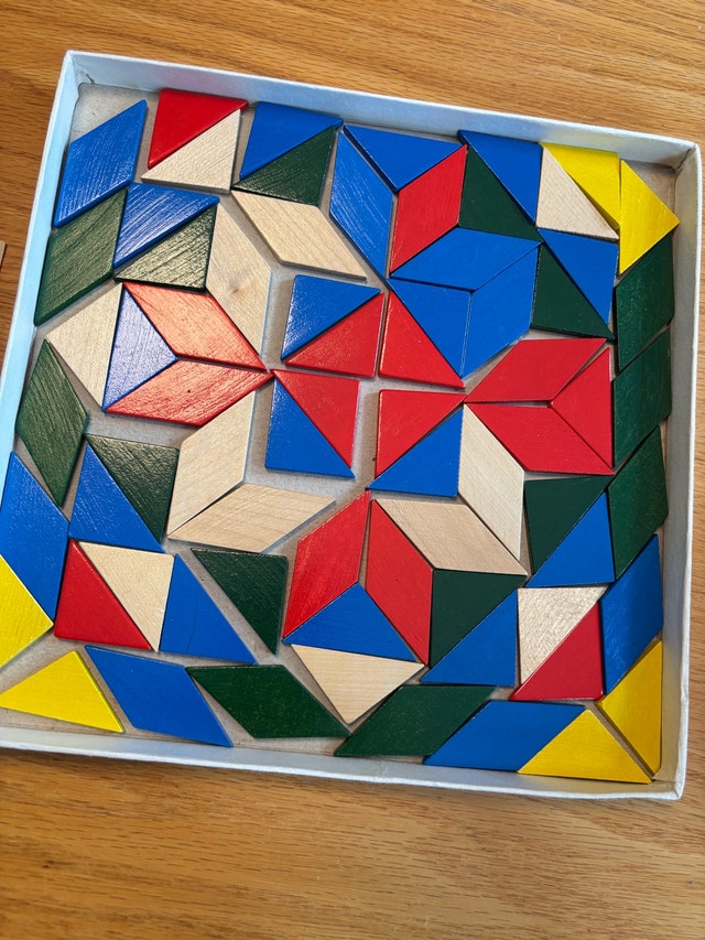 Czech Mosaic Blocks Puzzle Pieces Colorful Wood Vintage (70) - photo 4