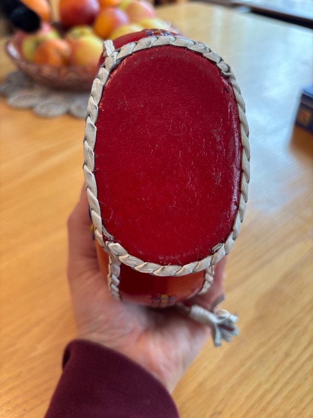 Decorative Folk Art Leather Covered Bottle Decanter Flask - photo 5