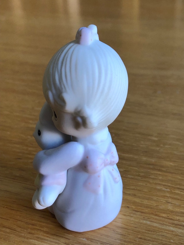 Vintage 1982 PM Enesco Jesus Loves Me Girl/Rabbit Mini Figurine - photo 4