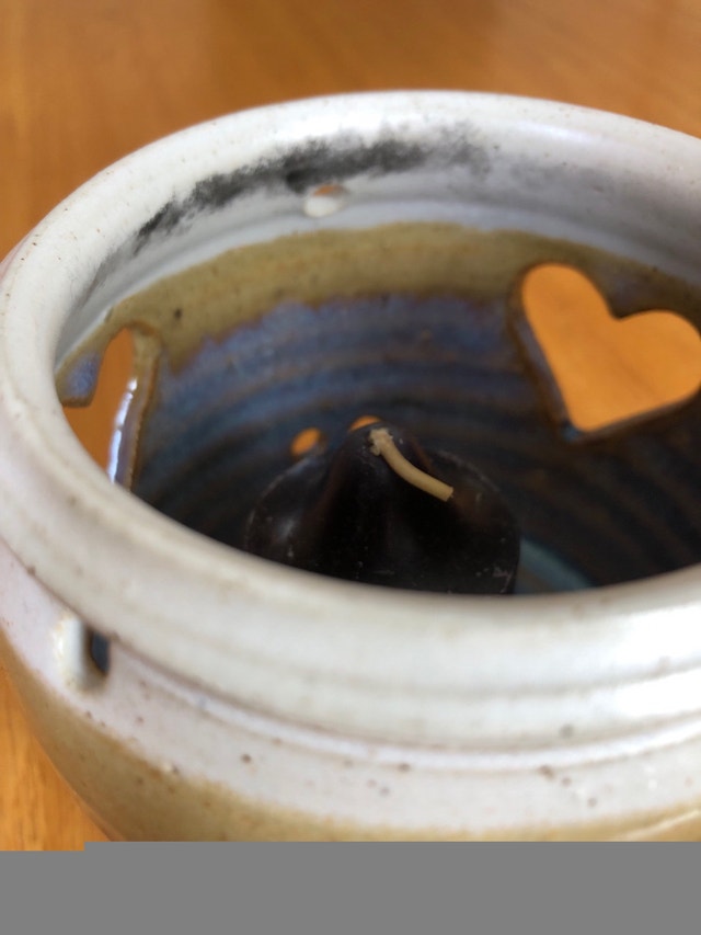 Pottery Candle Holder with Heart Cut Outs - St Jacobs - photo 4